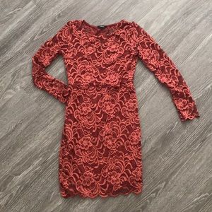 Midi dark orange dress size Small